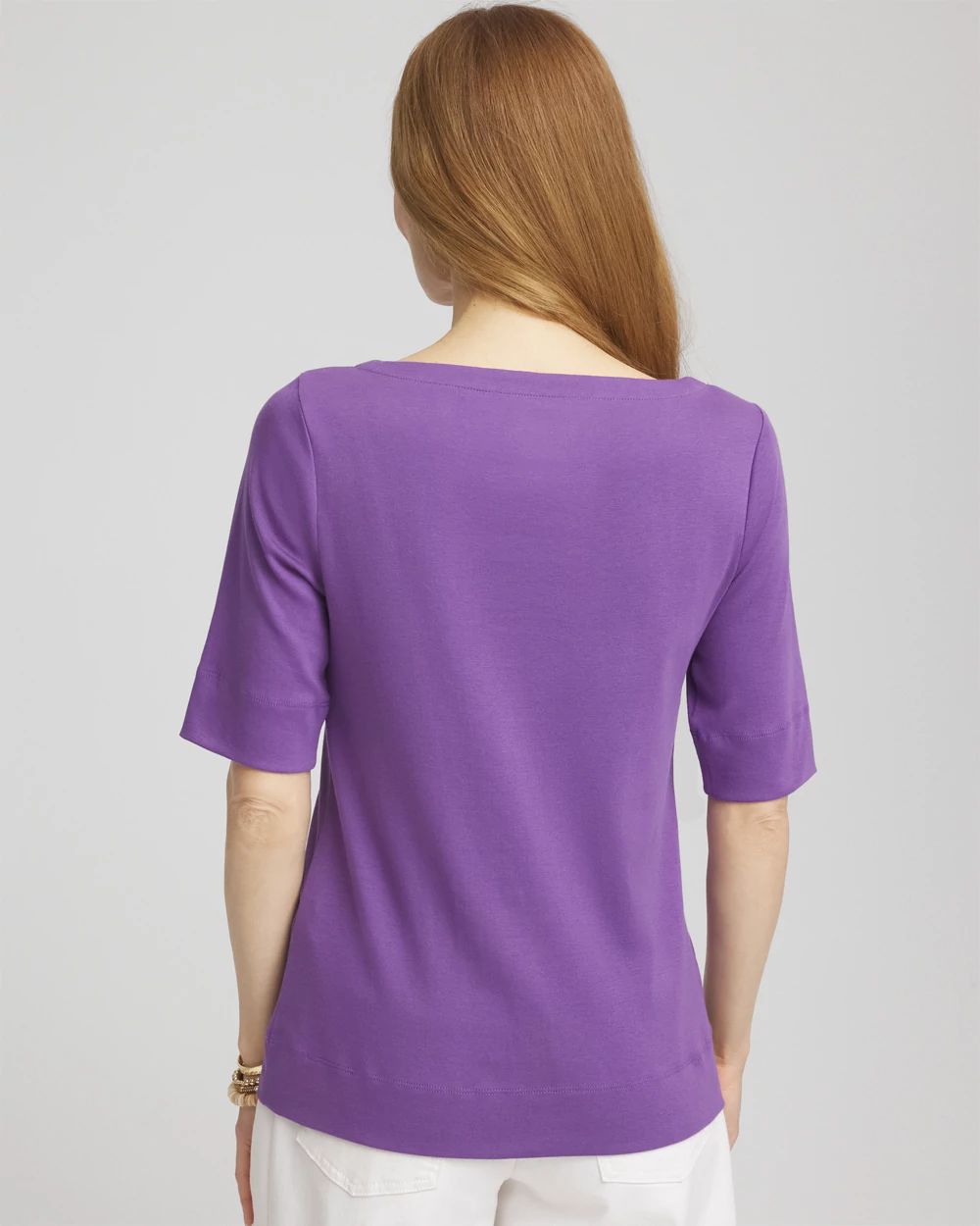 Pima Cotton Bateau-Neck Tee click to view larger image.