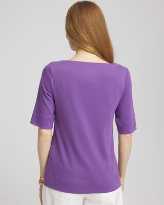Pima Cotton Bateau-Neck Tee click to view larger image.