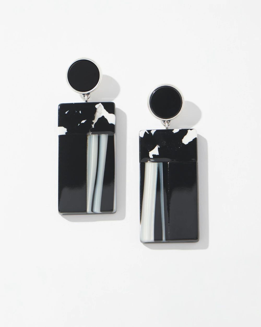 Marble Rectangle Drop Earrings