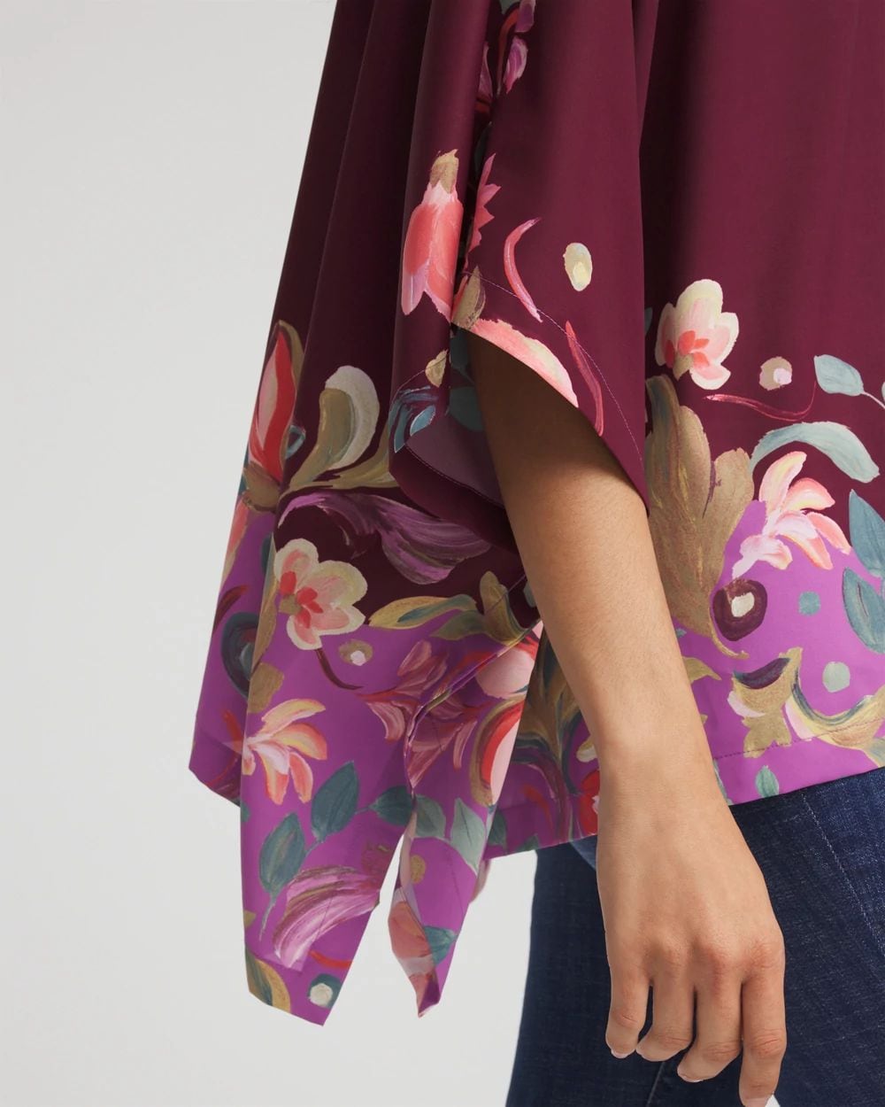 Printed Boatneck Pullover Poncho