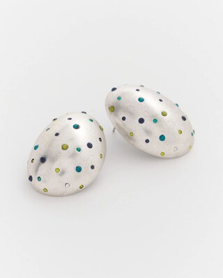 Multicolor Silver Tone Puff Earrings click to view larger image.