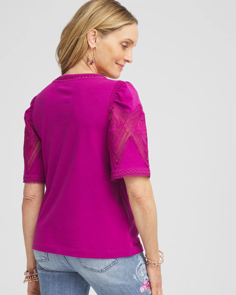 Embroidered Lace Cutout Tee click to view larger image.