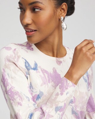 Floral Sequin Pullover Sweater click to view larger image.