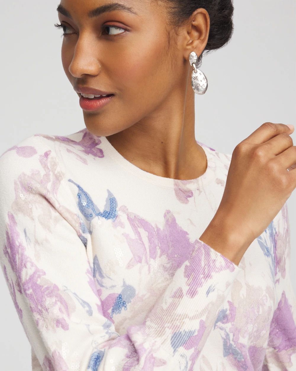 Floral Sequin Pullover Sweater
