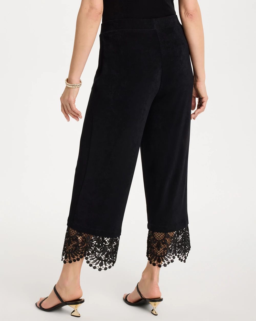 Petite Travelers™ Lace Trim Cropped Pants click to view larger image.