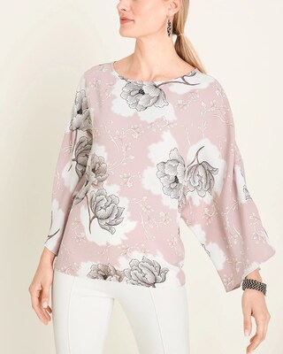 Pink Floral Bateau-Neck Top