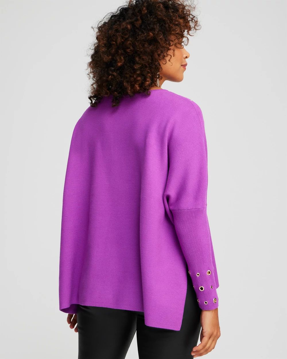 Grommet Detail Sweater Poncho