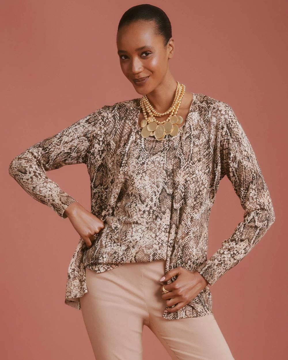 Ella Python Animal Print Cardigan click to view larger image.