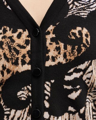 Jacquard Animal Print Cardigan Sweater