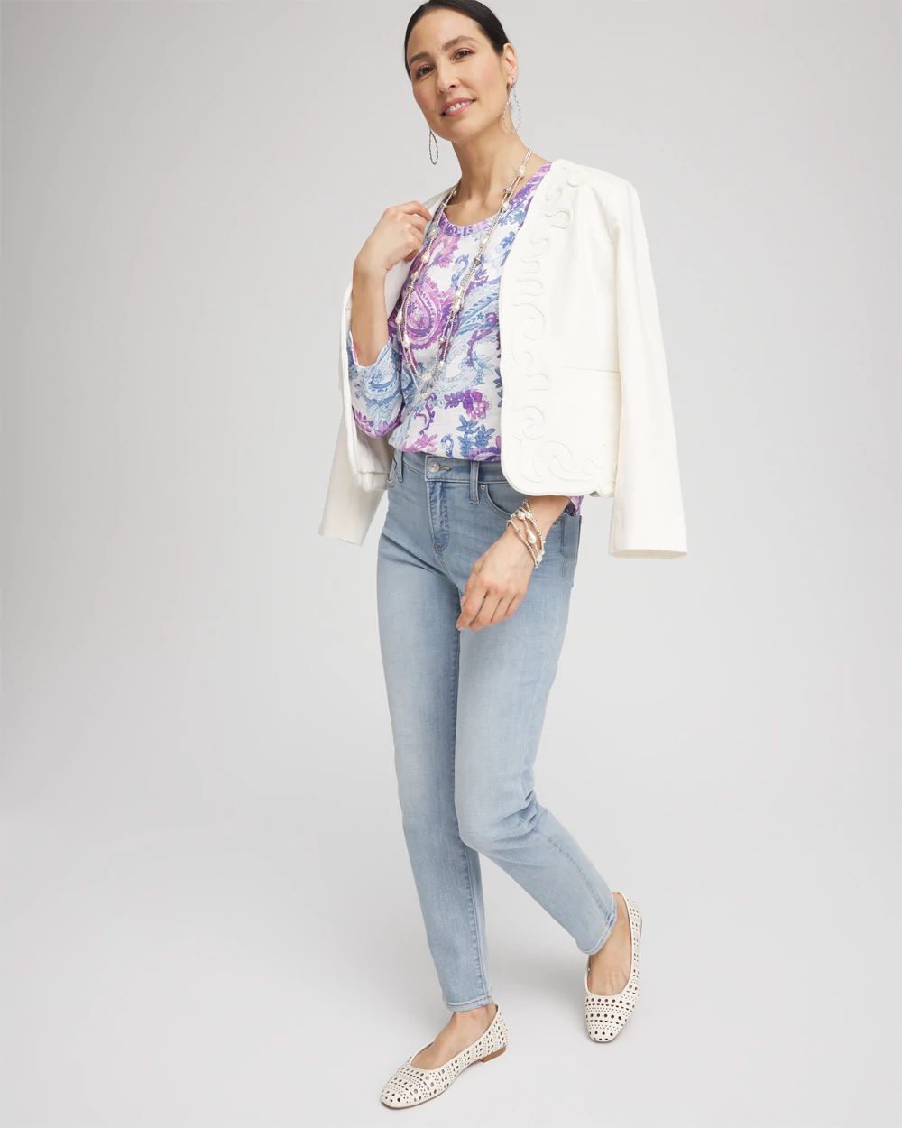 Paisley Slub Scoop Neck Tee