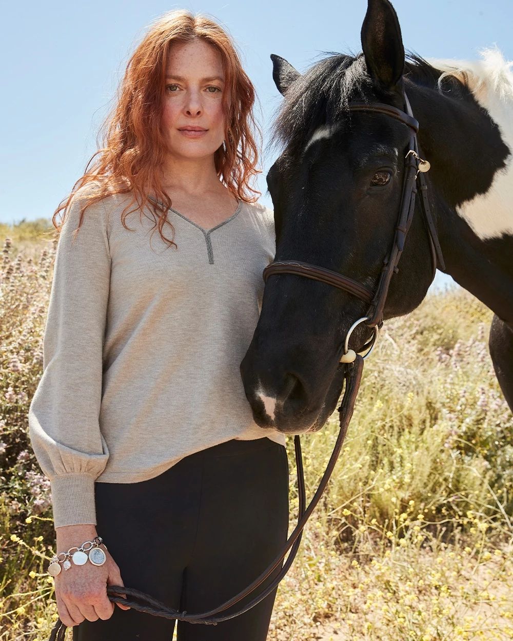 Caviar Trim V-neck Pullover Sweater