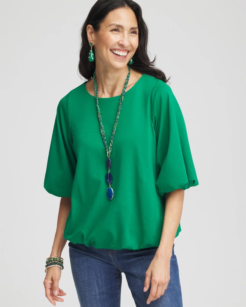 Bubble Hem Pleated Cotton Top