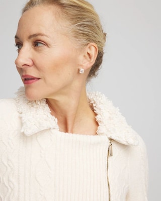 Fur Trim Moto Cardigan click to view larger image.