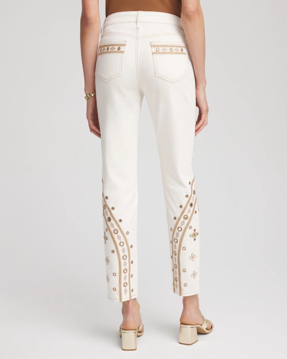 Embellished Girlfriend Skinny Ankle Jeans