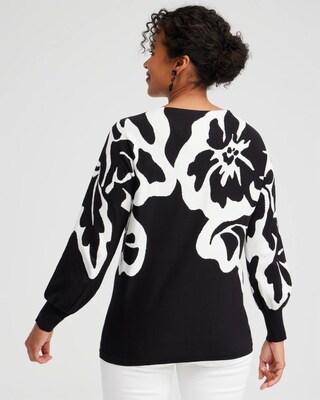 Contrast Print Pullover Sweater