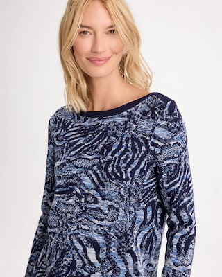Ella Intarsia Bateau Pullover Sweater click to view larger image.