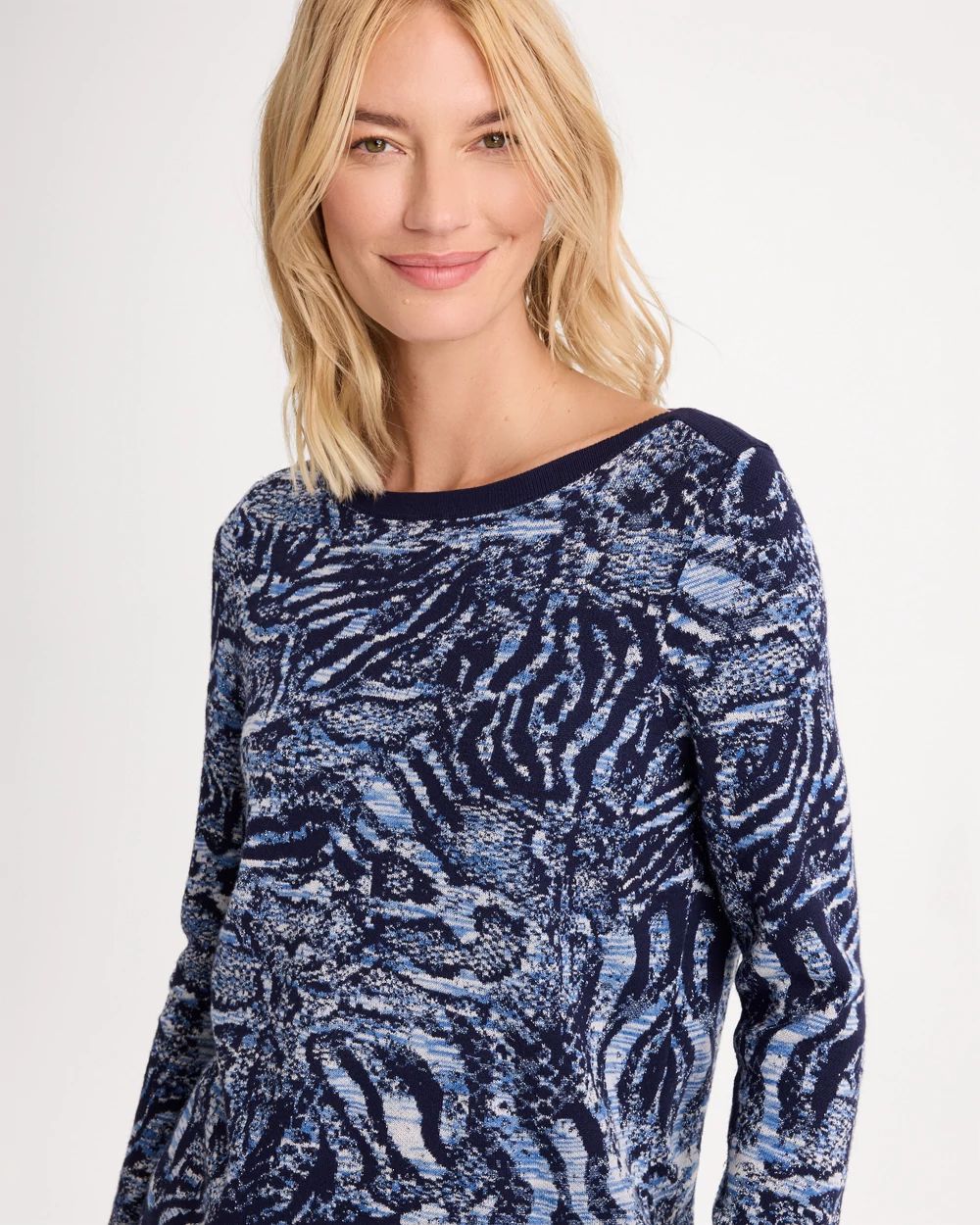 Ella Intarsia Bateau Pullover Sweater click to view larger image.