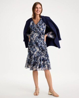 Chiffon Ruffled-Surplice Godet Dress click to view larger image.