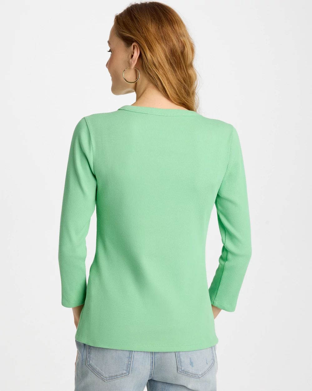 Ribbed Button Crewneck Tee