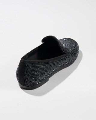 Suede Trim Rhinestone Loafers