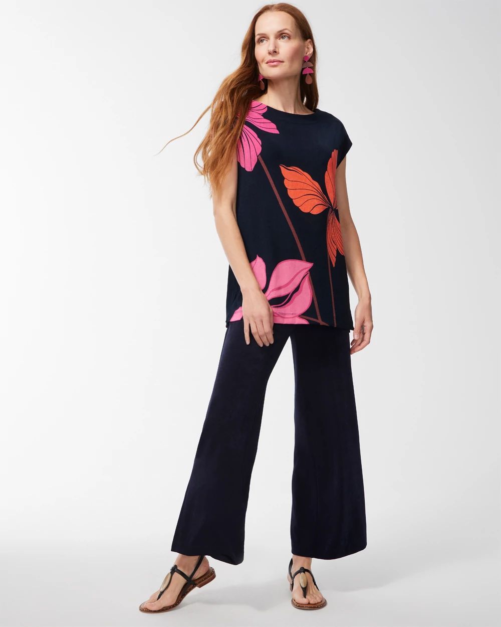 Travelers Floral Side Slit Tunic