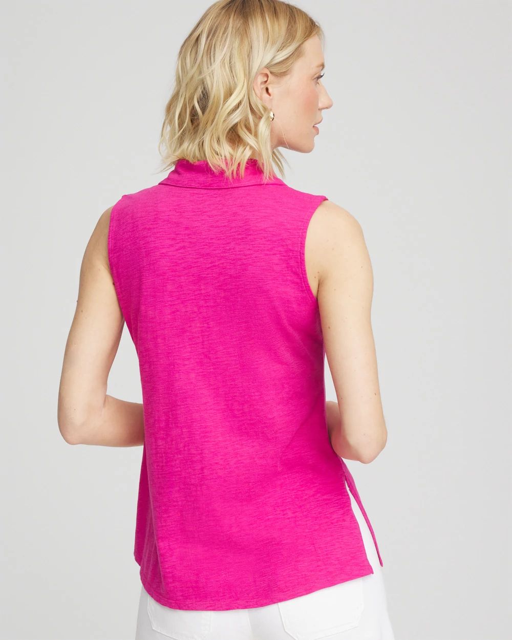 Slub Sleeveless Collared Tunic