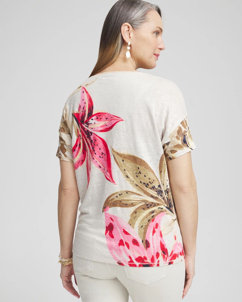 Floral Sweater Trim Linen Tee