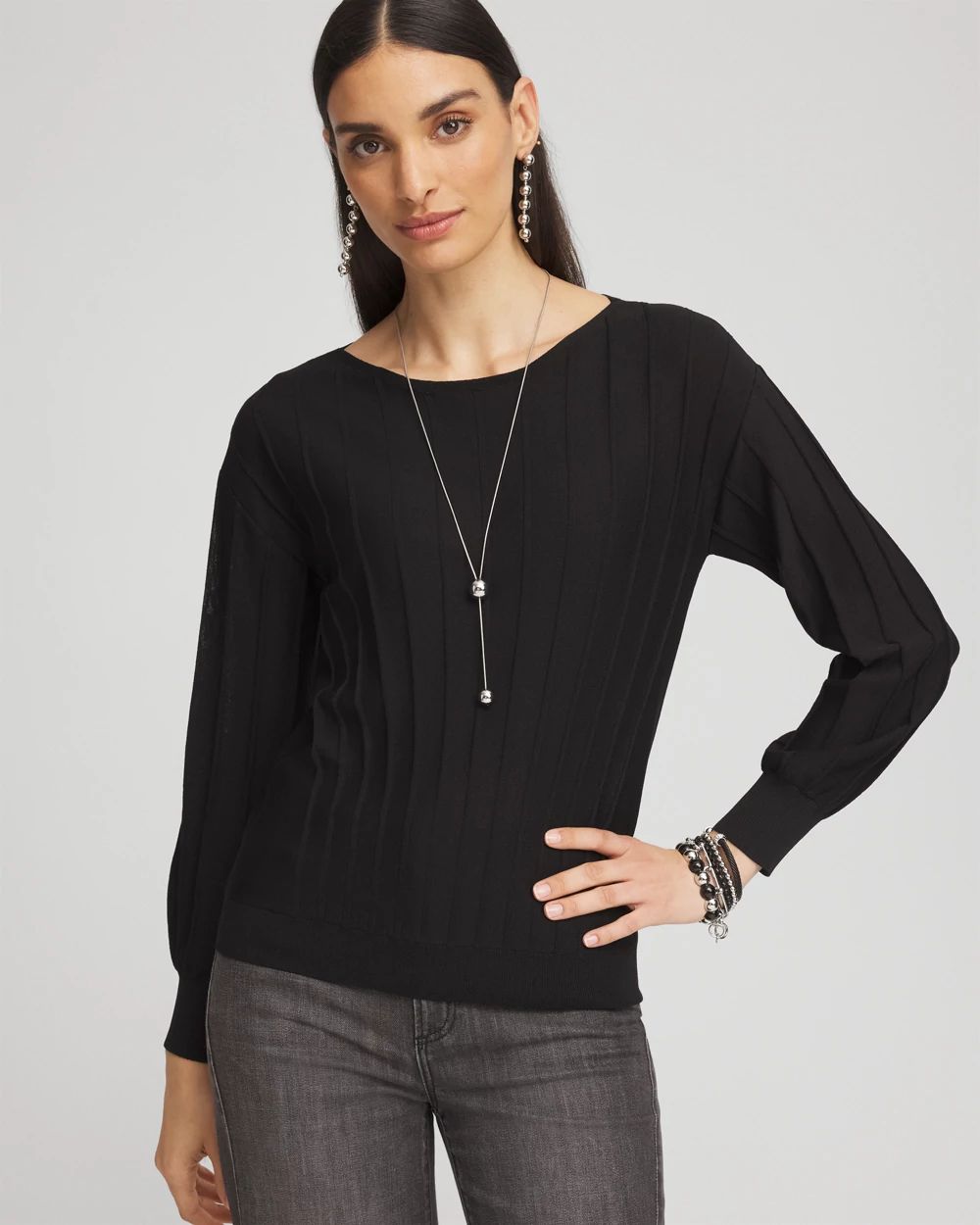 Pleated Long Sleeve Sweater
