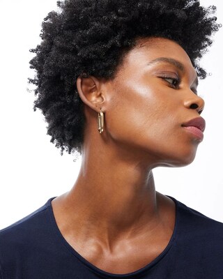 Gold Tone Oval Hoop Earrings