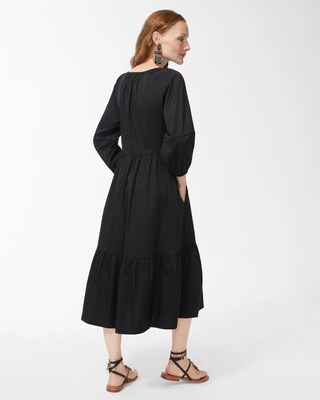 Poplin Balloon Sleeve Midi Dress