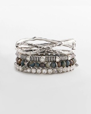 Silvertone Stretch Bracelet click to view larger image.