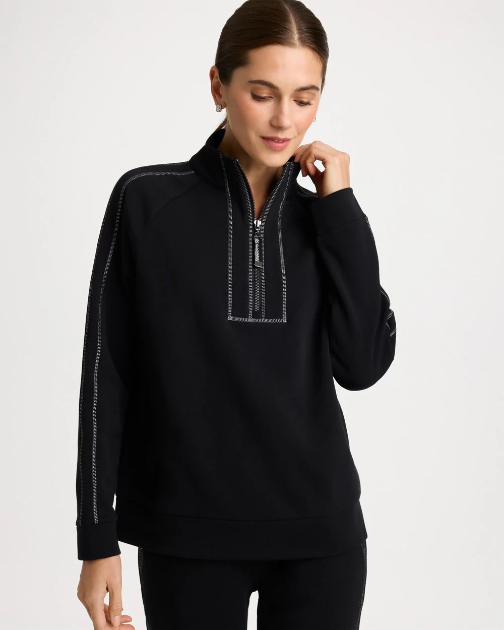 Zenergy® Metallic Mockneck Fleece Pullover