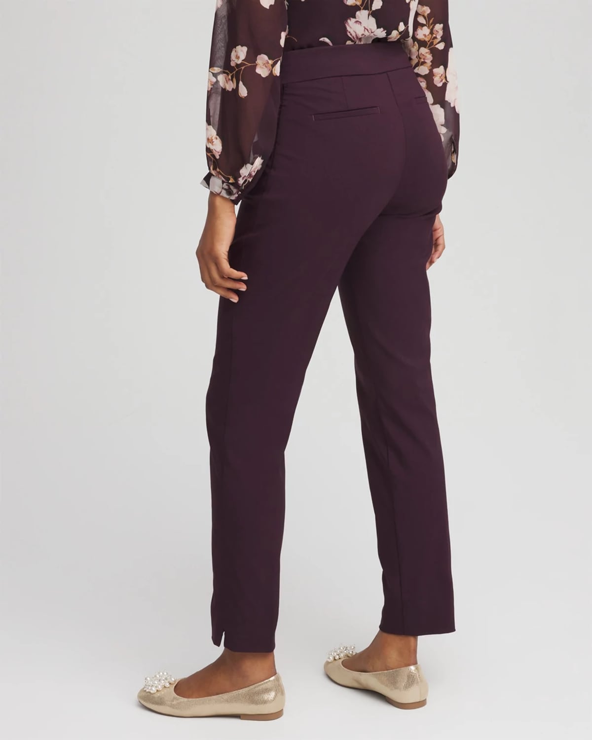 Chico's Brigitte Slim Pull-on Ankle Pants In Night Bloom In Purple