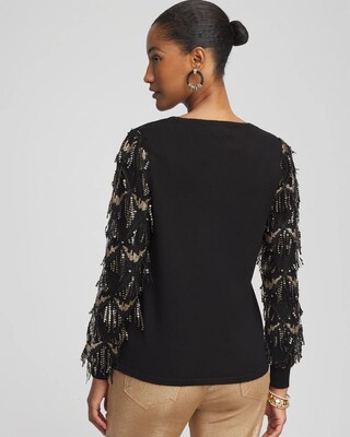 Sequin Ruffle Pullover Sweater click to view larger image.