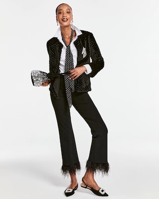 Juliet Feathered Flared Cropped Pants click to view larger image.