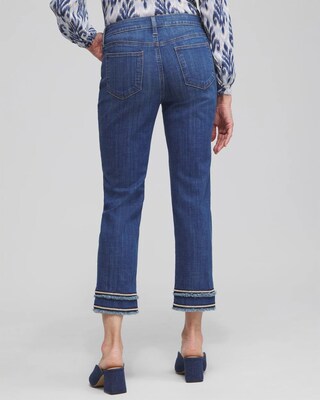 Girlfriend Embellished Hem Cropped Jeans