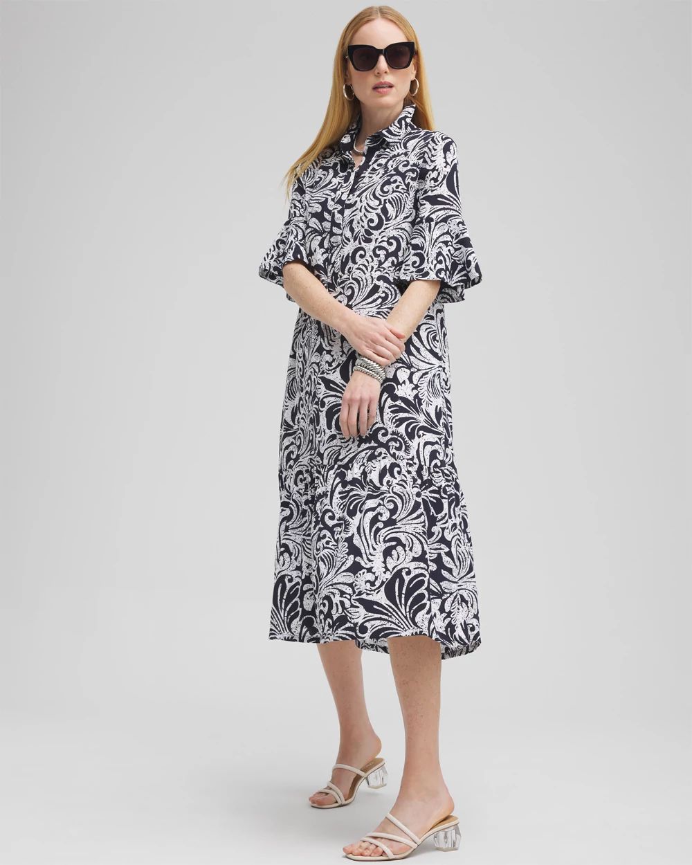 Tiered Midi Shirt Dress