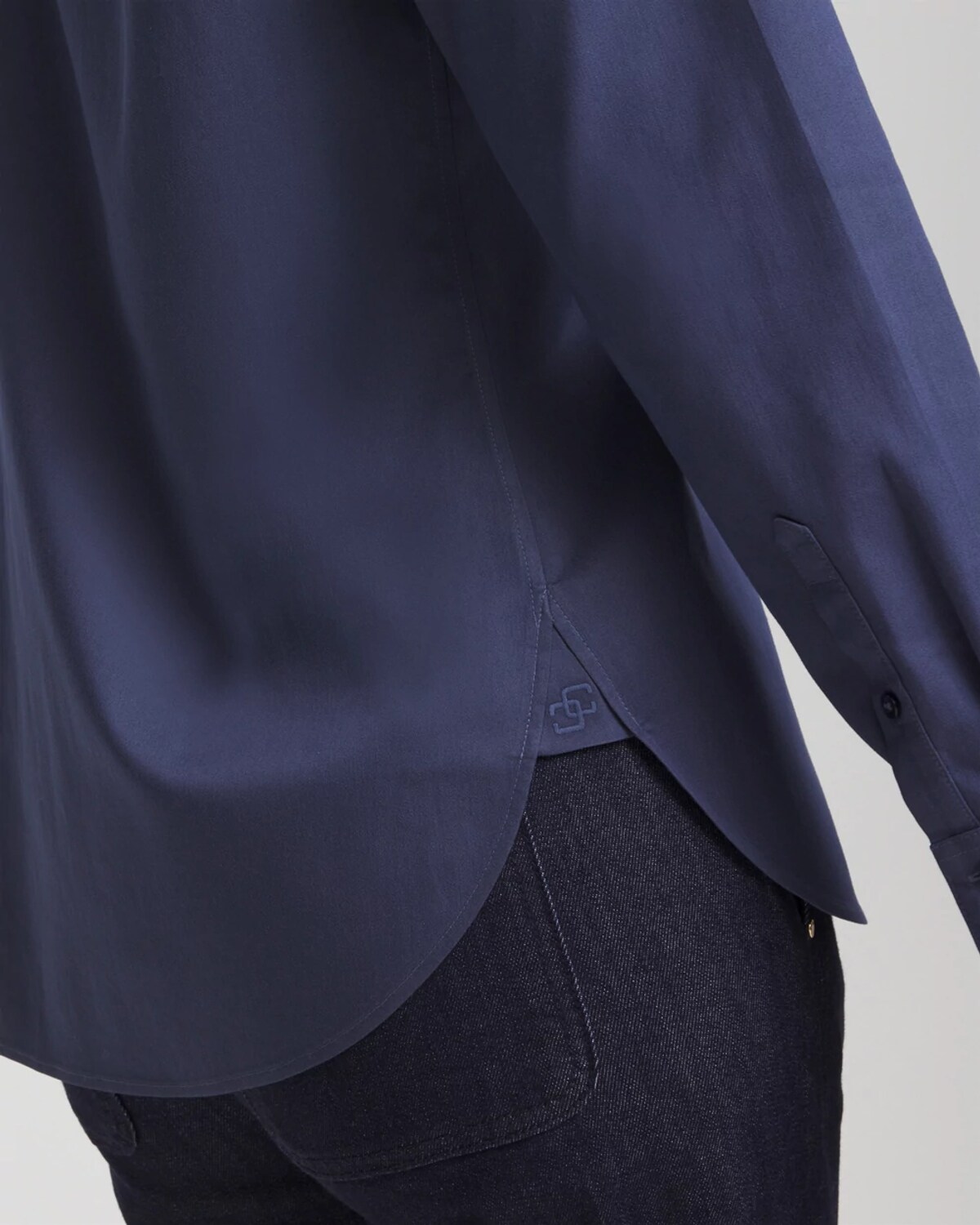 Chico's No Iron Fall Stretch Shirt In Indigo Sky