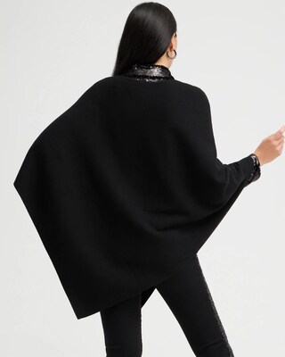 Cashmere Blend Embellished Poncho