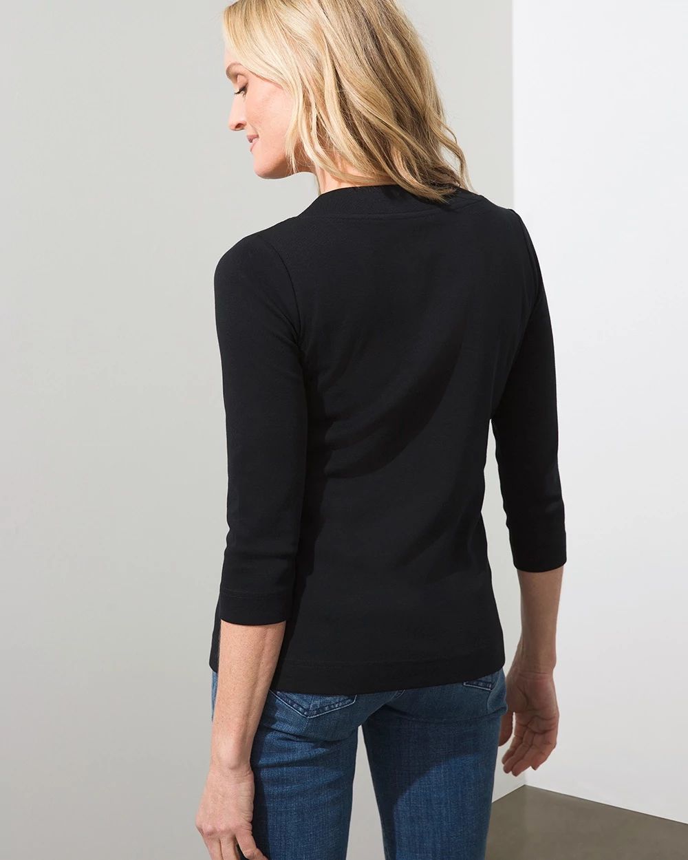 Pima Wide Band V-neck Tee