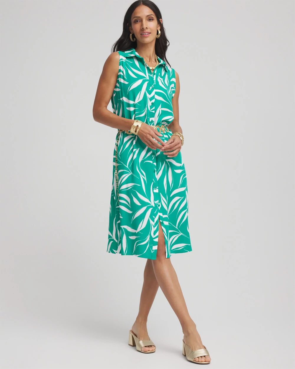 Rayon Silk Sleeveless Shirtdress