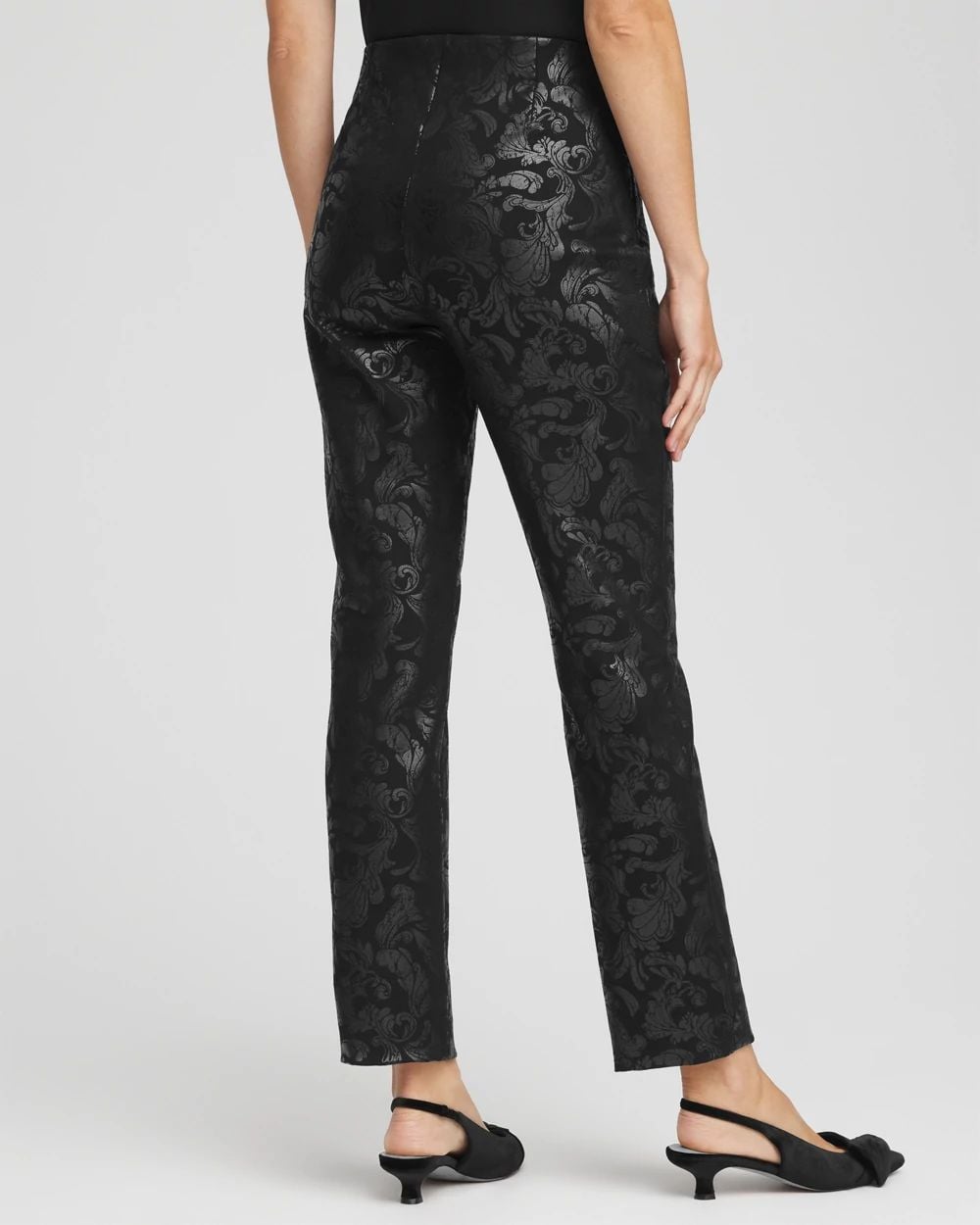 Petite Juliet Black Foiled Slim Ankle Pants