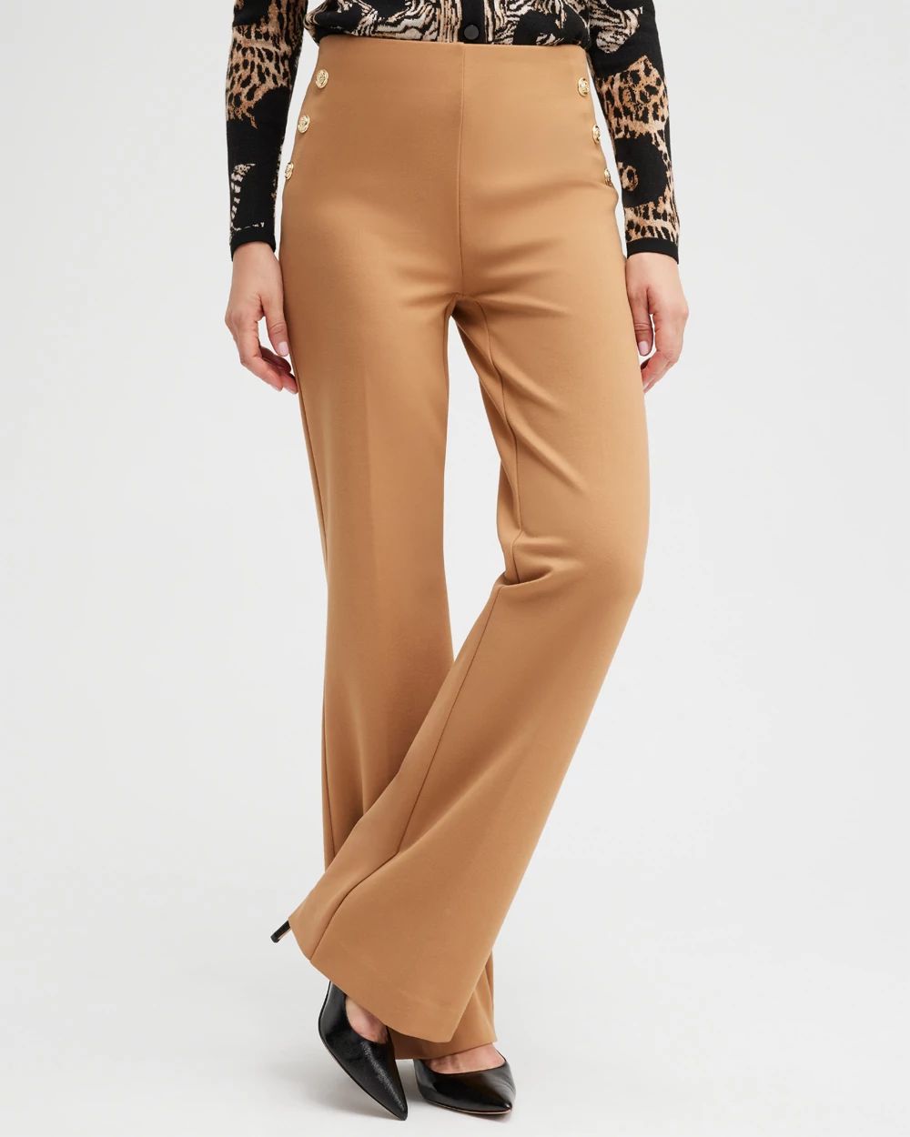 Ponte Button Flare Pants