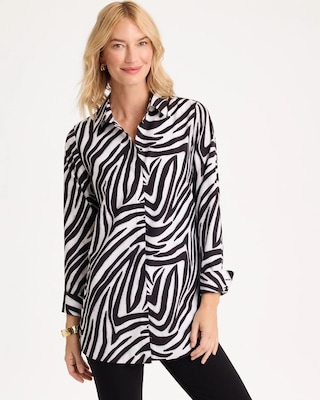 No Iron™ Stretch Zebra Animal Print Tunic