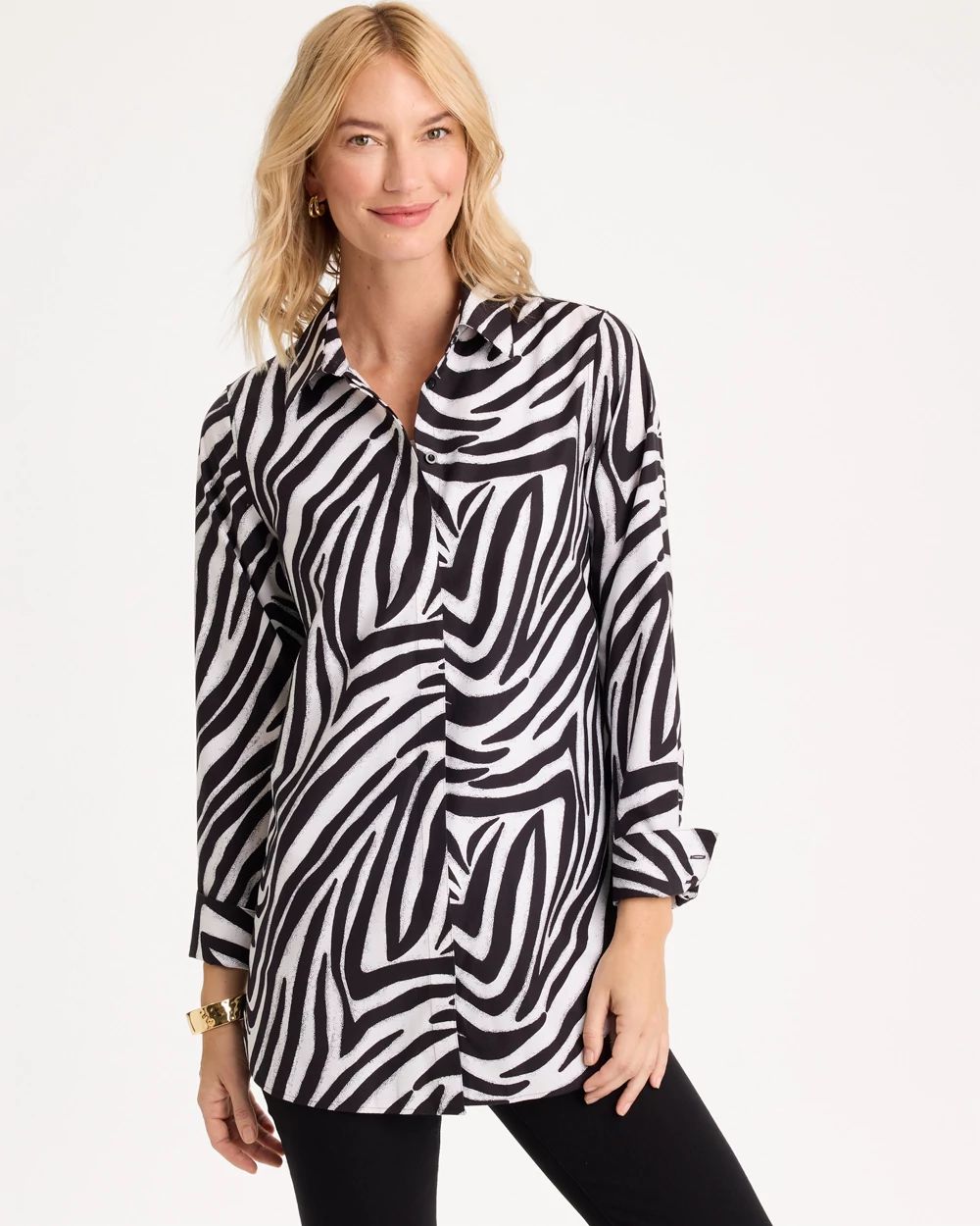 No Iron™ Stretch Zebra Animal Print Tunic