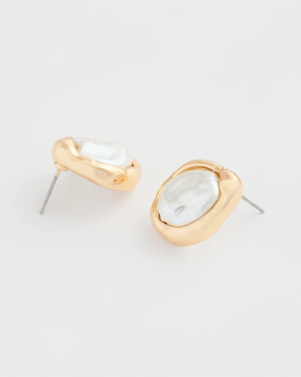 Pearlescent Golden Rimmed Stud Earrings click to view larger image.