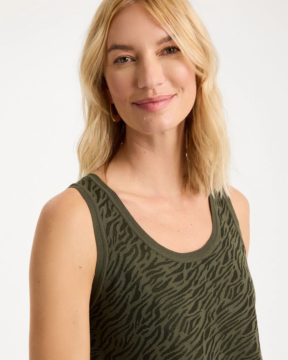 Ella Zebra Jacquard Scoopneck Sweater Tank click to view larger image.