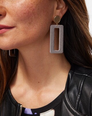 Rectangle Drop Hoop Earrings