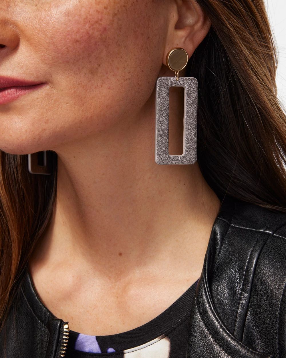 Rectangle Drop Hoop Earrings