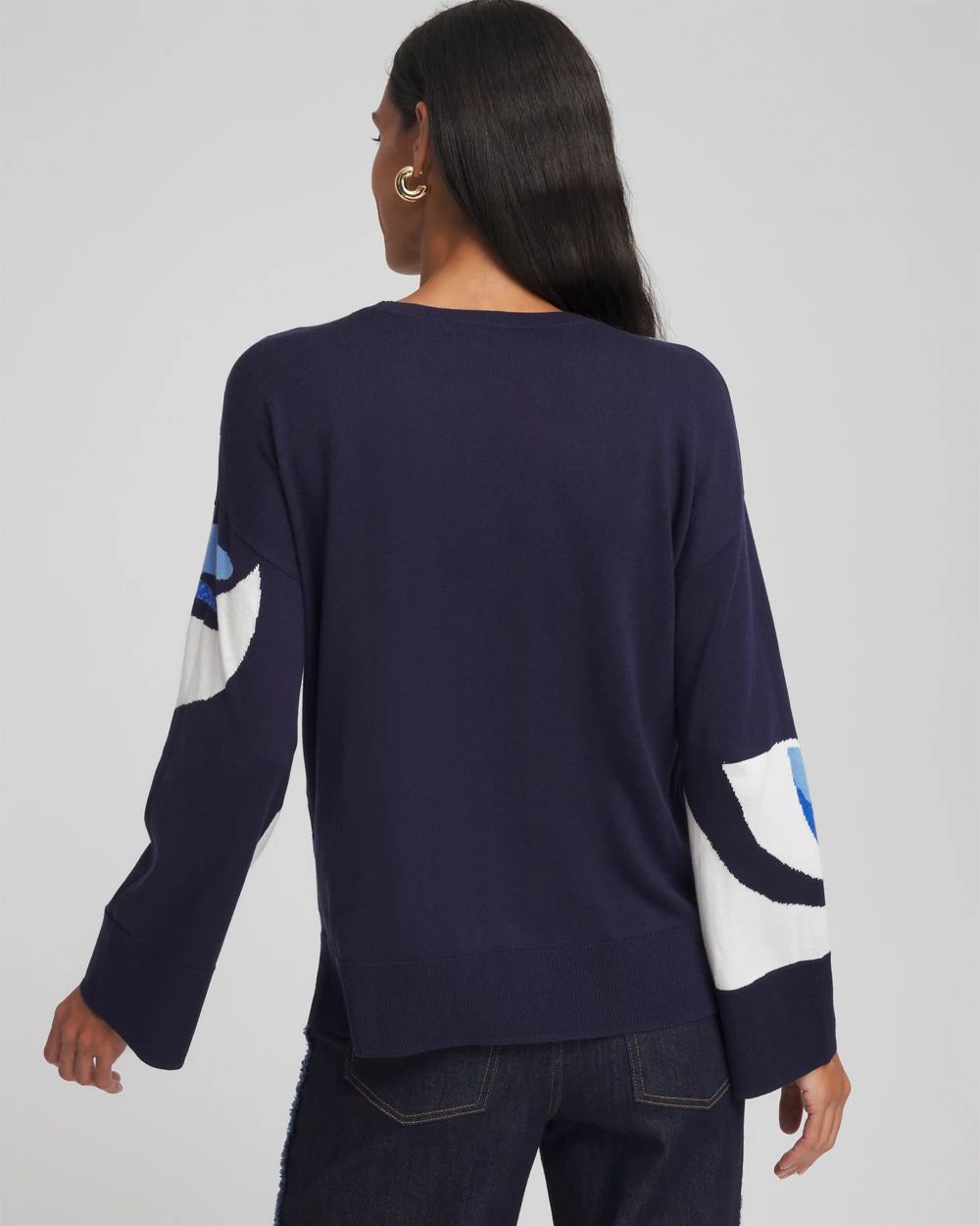 Floral Intarsia Crewneck Pullover